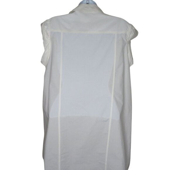 Vintage DKNY Cap Sleeve Tunic Button-Up Blouse White Cotton Womens US 8/GB 10/IT - Picture 6 of 14